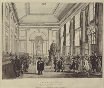 イングランド銀行ペイホール、1808年 作： T. and Pugin Rowlandson